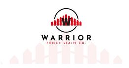 Logo of Warrior Fence Stain Co. with red fence design above the text.