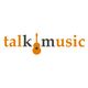 Logo mit Schriftzug "talk music", bei dem das "k" eine Gitarre bildet.