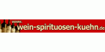 Logo mit Weinflaschen und rotem Hintergrund, Text: wein-spirituosen-kuehn.de.