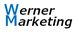 Logo mit Text "Werner Marketing", Anfangsbuchstaben in Blau hervorgehoben.