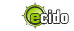 Logo mit grünem Kreis und Text "ecido" in schwarz-weißer Schrift.
