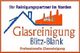 Logo der Glasreinigung Blitz-Blank mit Slogan "Ihr Reinigungspartner im Norden".