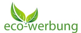 Grünes Logo mit Blättern und der Aufschrift "eco-werbung".