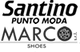 Logo con testo "Santino Punto Moda" sopra e "Marco Shoes" sotto con disegno di scarpa.