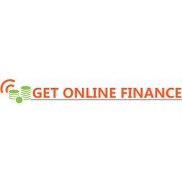 "Get Online Finance logo with green coins and orange text on a white background."