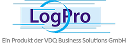 Logo mit Text "LogPro" und Slogan "Effiziente Logistiklösungen".