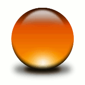 Glänzende, orangefarbene Kugel mit Farbverlauf von dunkel oben zu hell unten.