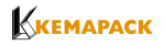 Logo mit schwarzem Symbol und orangefarbenem Schriftzug "KEMAPACK".
