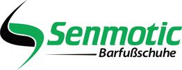 Logo von Senmotic Barfußschuhe mit grün-schwarzem Design und stilisiertem S.