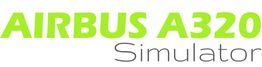 Text: "AIRBUS A320 Simulator" in grüner und grauer Schrift auf weißem Hintergrund.
