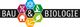 Logo mit hexagonalen Symbolen und Text "Bau & Biologie". Symbole stehen für Wissenschaft und Natur.