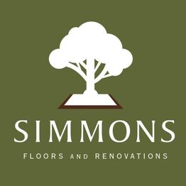 Logo of a tree with "Simmons Floors and Renovations" text on an olive green background.