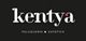 Logo negro con texto "kentya" en blanco y rojo. Debajo: "PELUQUERÍA ● ESTÉTICA".