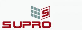 Logo mit dem Wort "SUPRO" in Rot und einem stilisierten "S" über grauen und roten Quadraten.