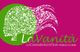 Logo "La Vanità" su sfondo fucsia, silhouette con strumenti di parrucchiere in bianco e verde.