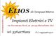 Biglietto da visita di "Elios" per impianti elettrici e TV con dettaglio di contatti e indirizzo.