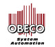 OBECO-Logo mit roten Barcodes und Text "System Automation".