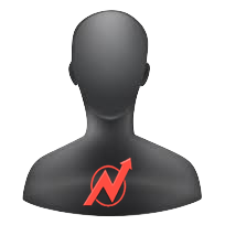 Benutzer-Avatar-Symbol mit einem roten Pfeillogo auf der Brust.