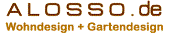 Logo mit Text: "ALOSSO.de Wohndesign + Gartendesign".