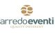 Logo di Arredo Eventi con testo "Quality Different" sotto un simbolo oro astratto.
