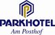 Logo des "Parkhotel Am Posthof" mit stilisiertem Buchstaben "P" in Blau und Gold.