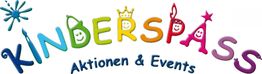 Bunter "Kinderspaß" Schriftzug mit den Worten "Aktionen & Events" darunter.