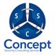 Blaues Logo mit einem Kreis, der Buchstaben SSC enthält, darunter steht "Concept Security Consulting".