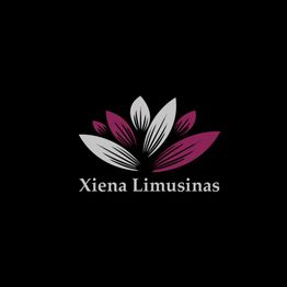 Logo de Xiena Limusinas con diseño floral en tonos blanco y fucsia sobre fondo negro.