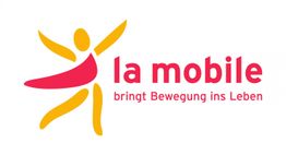 Logo von "La Mobile": Stilisiertes tanzendes Männchen, Text "bringt Bewegung ins Leben".