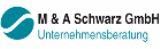 Logo von M & A Schwarz GmbH Unternehmensberatung mit blauem Kreis und weißem S-Schriftzug.