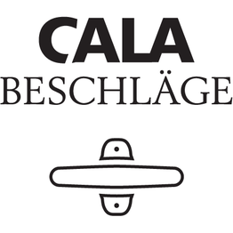 „CALA Beschläge“ Text und ein einfaches Symbol einer rechteckigen Halterung.