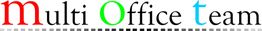 Logo mit Schriftzug "multi Office team" in verschiedenen Farben und einer grauen Linie unten.