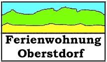 Zeichnung einer Landschaft mit Text "Ferienwohnung Oberstdorf" darunter.