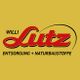 Logo von "Willi Lutz", Entsorgung + Naturbaustoffe, auf gelbem Hintergrund.