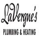 "LaVergne's Plumbing & Heating logo in black script on a white background."