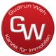 Rotes Logo mit den Initialen "GW", oben "Gudrun Weh", unten "Kanzlei für Immobilien".