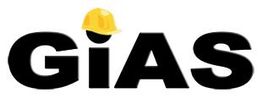 Logo mit dem Text "GiAS", wobei der Buchstabe "i" mit einem gelben Bauhelm versehen ist.