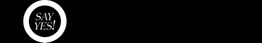 Weißer Kreis mit "SAY YES!" auf schwarzem Hintergrund.