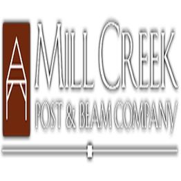 Logo of Mill Creek Post & Beam Company with a stylized barn graphic and text.