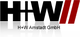 Logo mit Text: H+W Arnstadt GmbH, schwarzes "H+W" und rote Streifen.