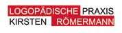 Logo: "Logopädische Praxis Kirsten Römermann" in roten und schwarzen Buchstaben.