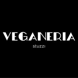Texto "VEGANERIA stuzzi" em fundo preto.