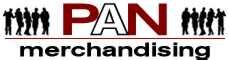 Logo mit dem Schriftzug "PAN merchandising" und Silhouetten von Menschen.