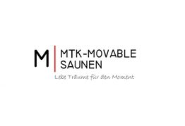 Logo von MTK-Movable Saunen mit dem Slogan „Lebe Träume für den Moment“.