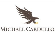 Logo con aquila marrone in volo sopra il testo "Michael Cardullo".
