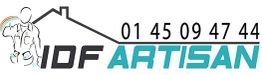 Logo IDF ARTISAN, silhouette d'artisan, numéro 01 45 09 47 44.