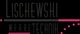Schwarzes Logo mit rosa Akzenten, Schriftzug: "Lischewski Werbetechnik".