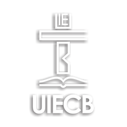 Logotipo com uma cruz estilizada, um livro aberto e as letras "UIECB" embaixo.