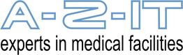 Logo mit dem Text "A-Z-IT" in Blau und "experts in medical facilities" in Schwarz.