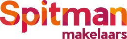 Logo met de tekst "Spitman makelaars" in kleurrijke letters.